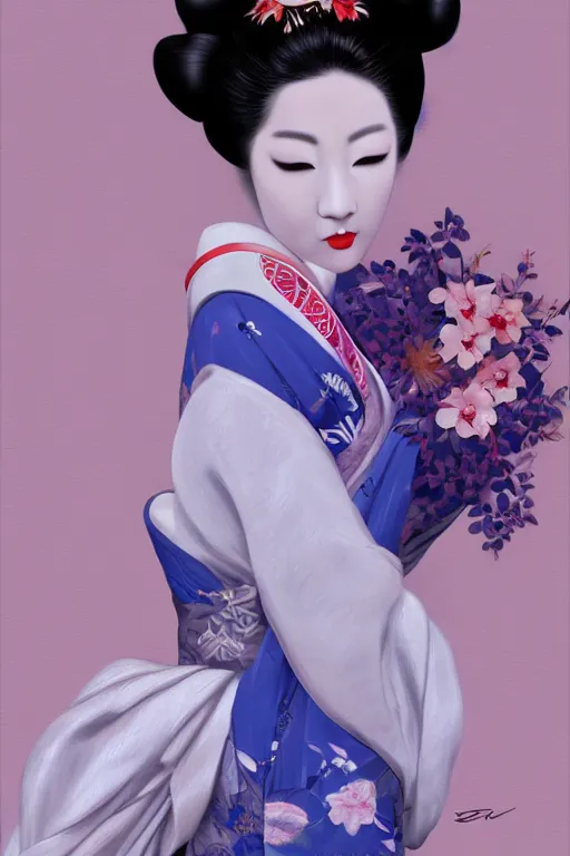 Prompt: beauty geisha , digital art, 8k ,character ,realistic, portrait, hyper realism