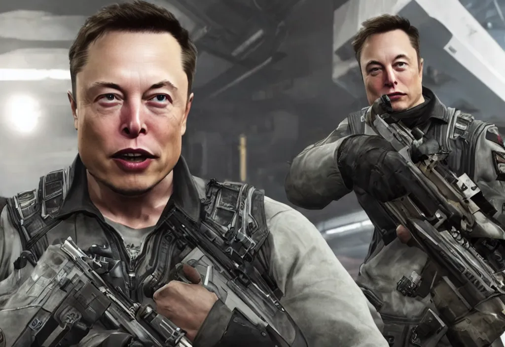 Image similar to elon musk in call of duty, elon musk in the video game call of duty, gameplay screenshot, close up, 3 d rendering. unreal engine. amazing likeness. very detailed.