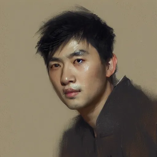Prompt: asian male portrait by ruan jia