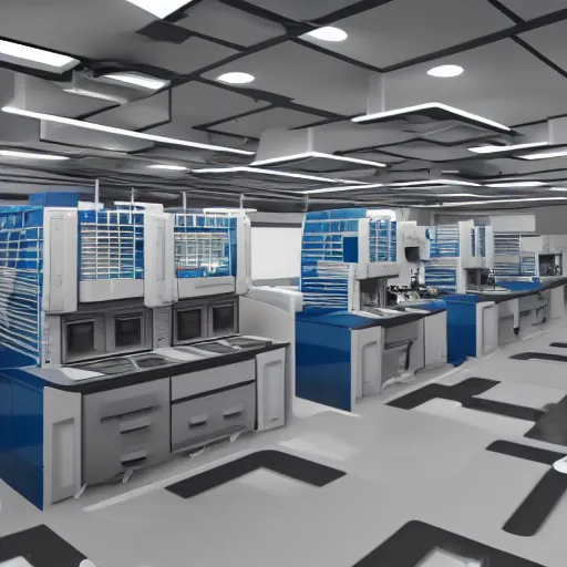 Image similar to Retro futuristic tech and research laboratory