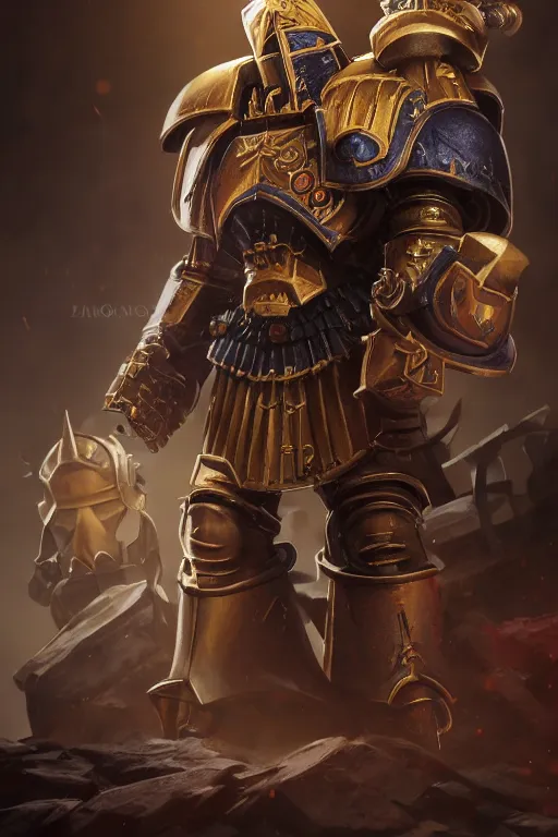 Image similar to armor portrait heros warhammer 4 0 k horus heresy fanart - the primarchs emperor by johannes helgeson animated with vfx concept artist & illustrator global illumination ray tracing hdr fanart arstation zbrush central hardmesh 8 k octane renderer comics stylized