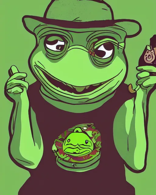 a sinister portrait of pepe the frog smoking weed, | Stable Diffusion ...