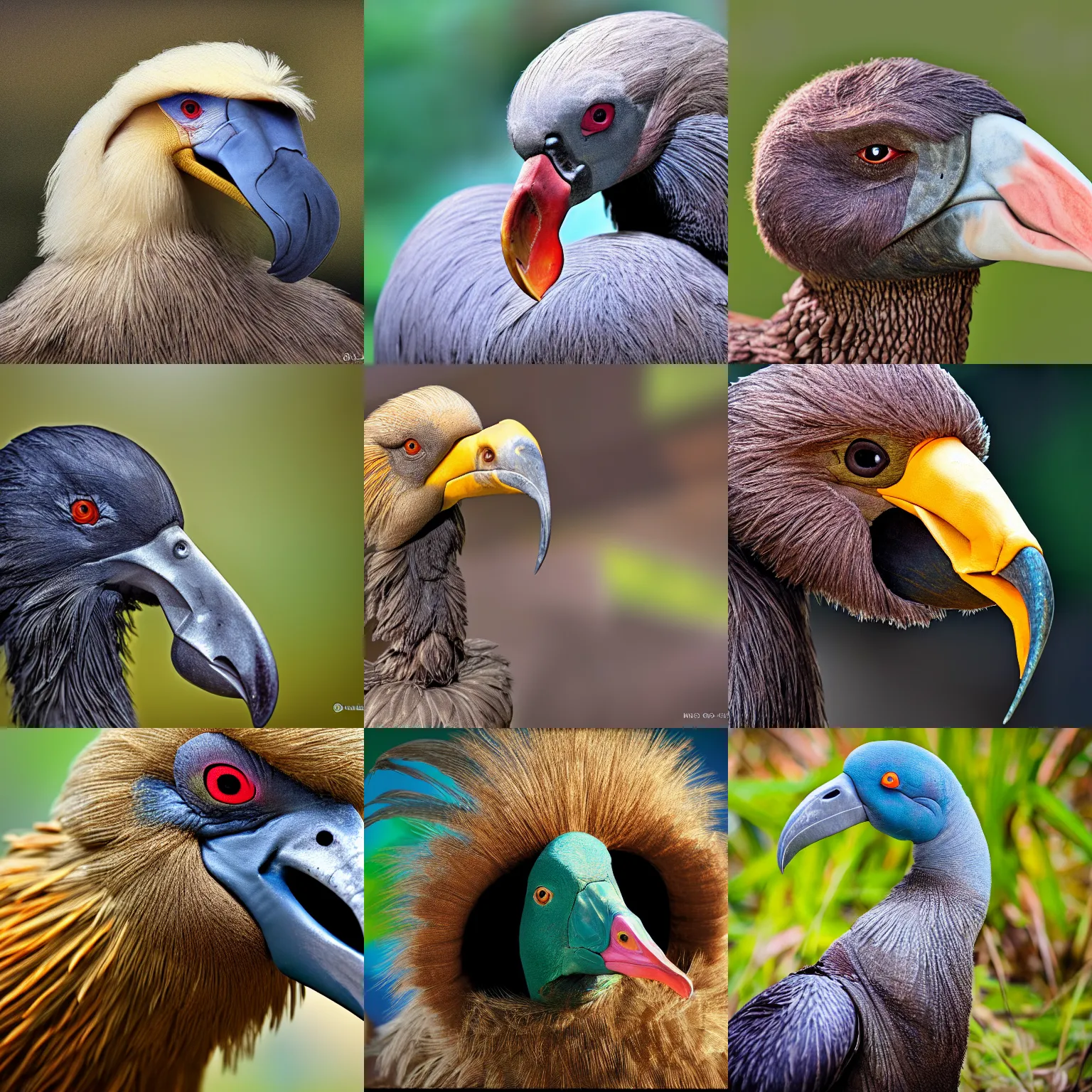 Prompt: color photograph of a dodo bird, photorealistic, hyperrealistic, UHD, 4k