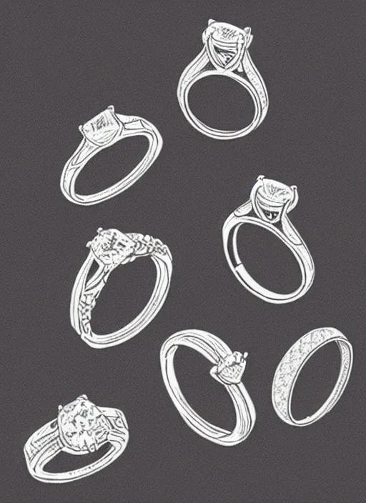 Image similar to modern single line illustration of engagement rings