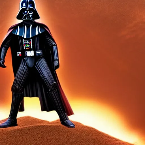 Image similar to darth vader panicking in a pit of sand