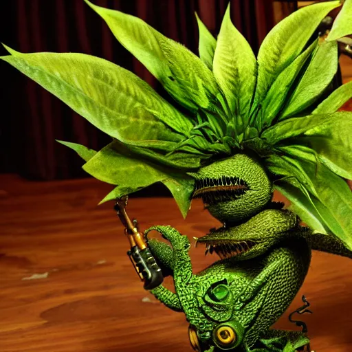 Prompt: steampunk Audrey 2 plant from little shop of horrors in real life, ultra detailed, 8k resolution, ultrarealistic