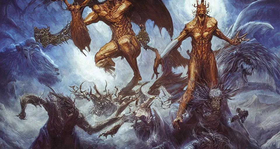 Prompt: concept art of the supernal realm'the primal wild'from the modern supernatural arcane magical thriller tabletop rpg'mage : the awakening ', by david mattingly and alan lee and michael whelan and michael william kaluta and francisco goya. realistic 8 k matte painting with photorealistic hd lighting.