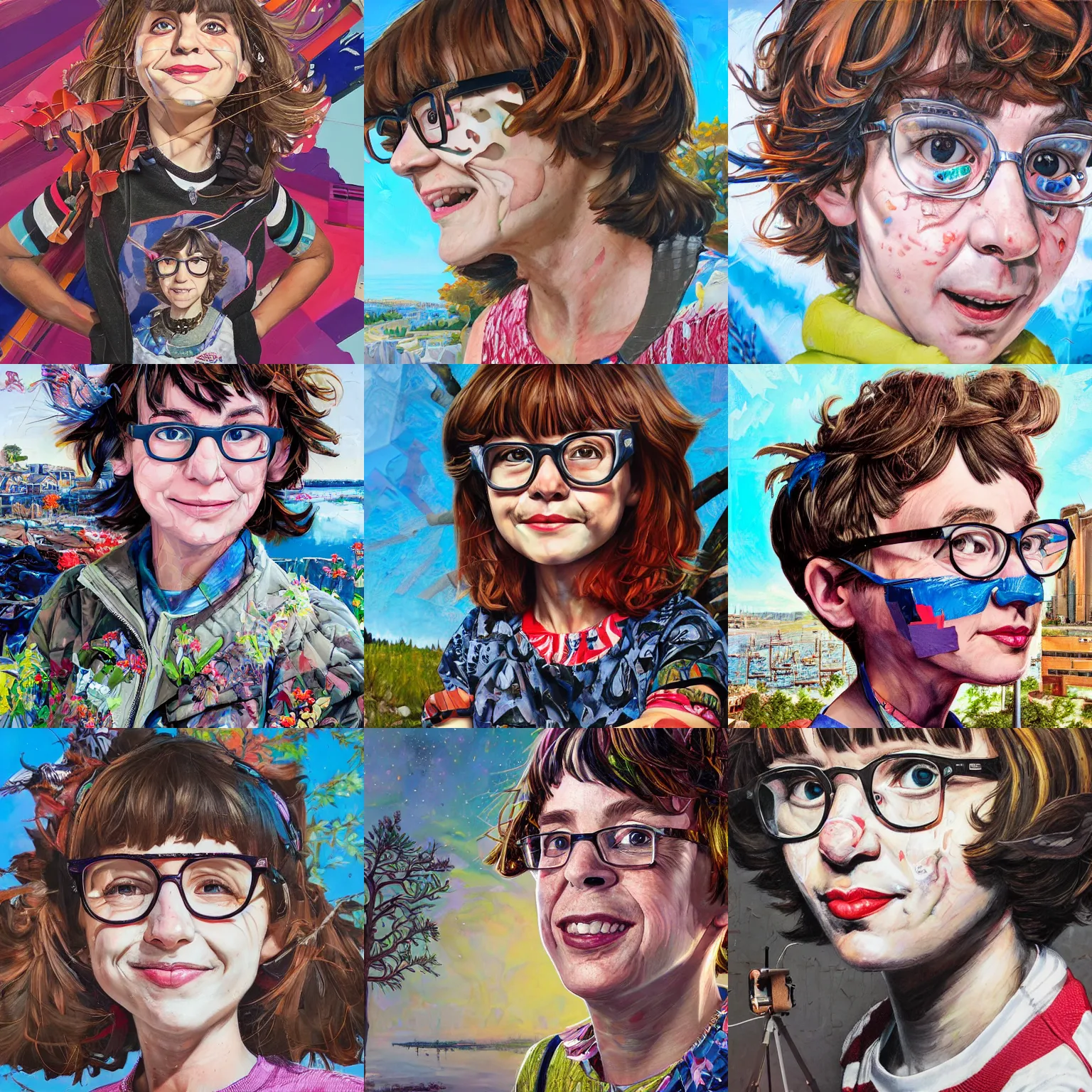 Prompt: a portrait of junie b jones by sandra chevrier, by jon foster, detailed render, epic composition, natural landscape background, 4 k realistic, cryengine, realistic shaded lighting, sharp focus, masterpiece, by enki bilal