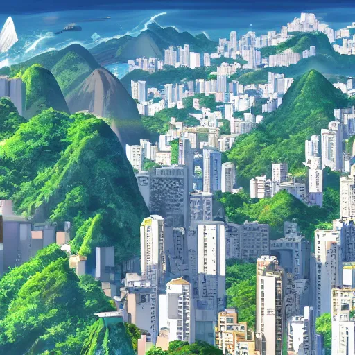 Prompt: beautiful Rio de Janeiro anime by makoto shinkai, very coherent symmetrical artwork high detail 8k