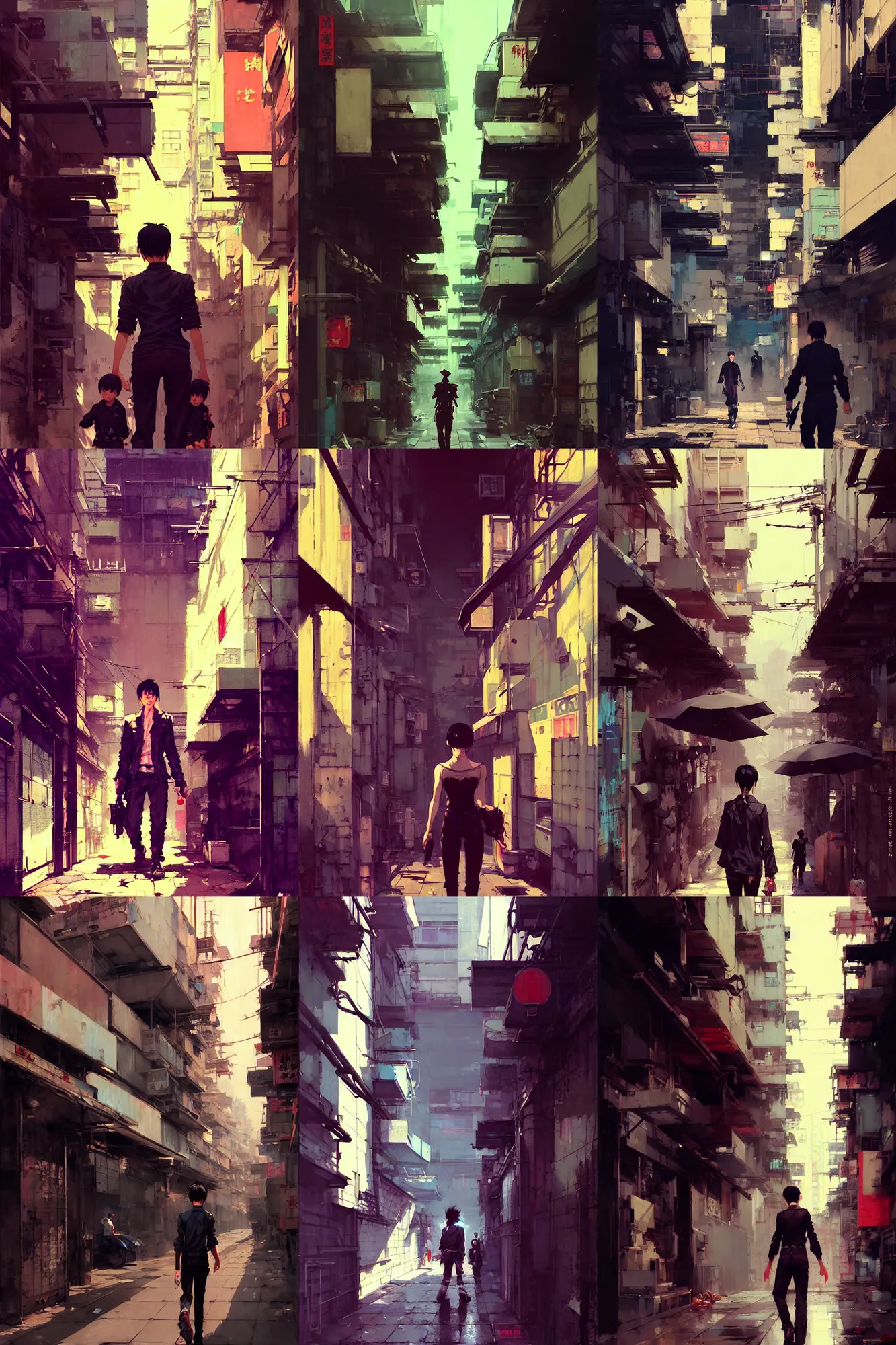 Prompt: hyper - realistic portrait of kowloon alleyway, extreme detail, in style of pan ren wei, ilya kuvshinov, yoji shinkawa, atey ghailan, krenz cushart, by greg rutkowski, by greg tocchini, by james gilleard, by joe fenton, by kaethe butcher, grunge aesthetic