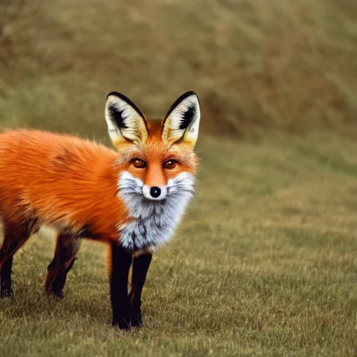 Image similar to 35mm photo of a Fox with a top hat