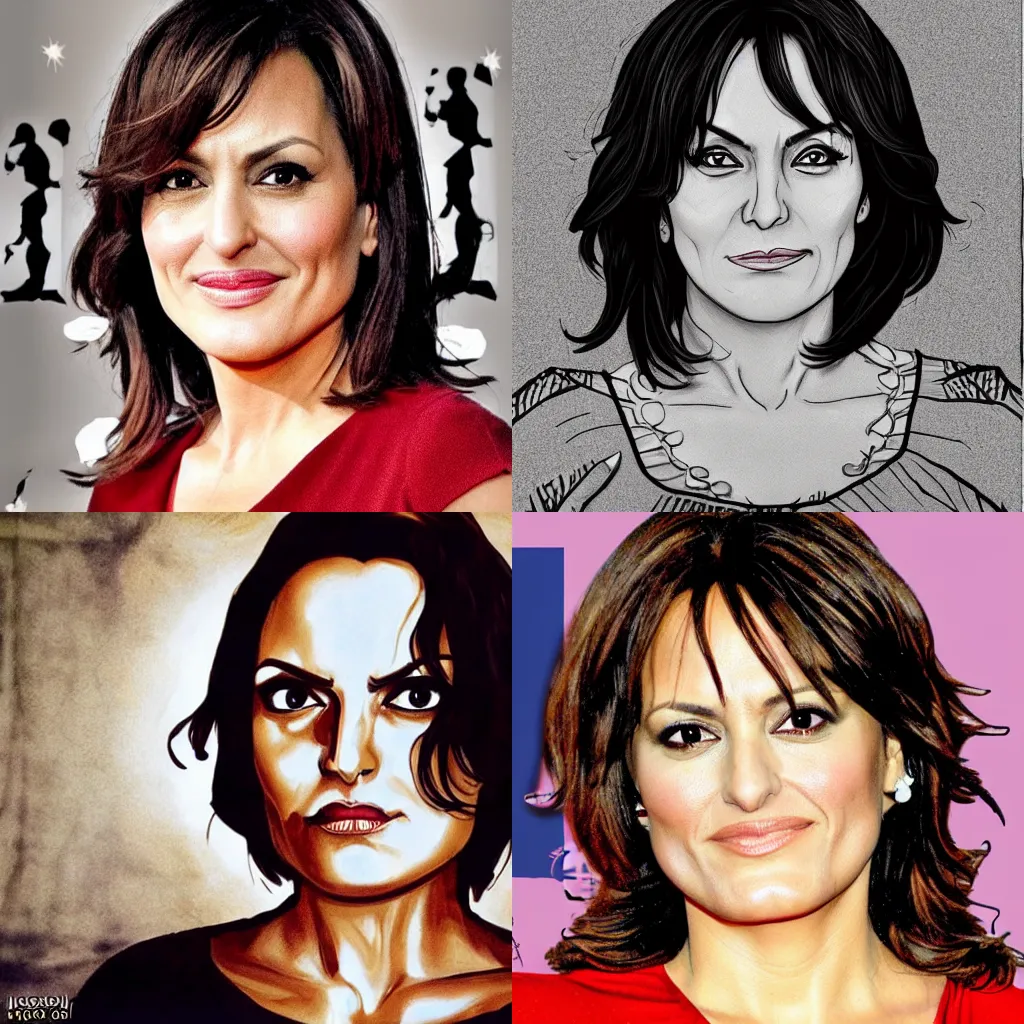 Prompt: mariska hargitay in the style of junji ito