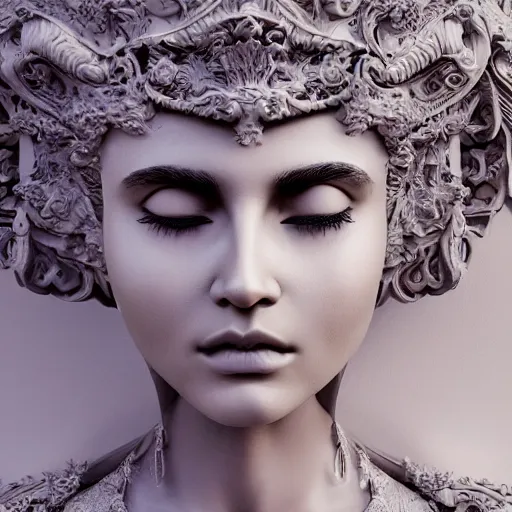 Image similar to wonderful princess made of marble, beautiful face, hyper detailed, flowing background intricate and detailed, ornate 8 k gorgeous intricate detailed, octane render, black and white