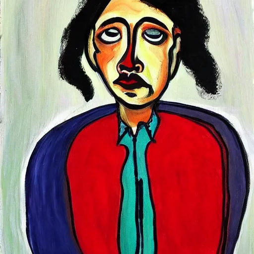 Image similar to a painting in the style of philip alice neel.