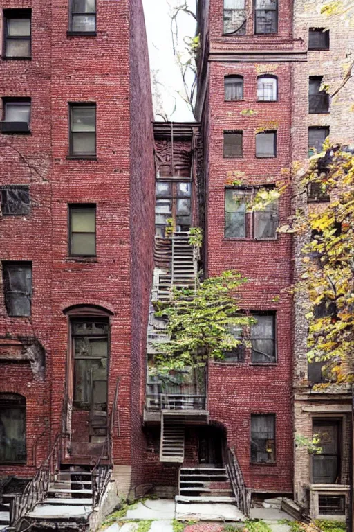 Image similar to (((((a ramshackle Manhattan brick brownstone deep in the forest))))) by Xu Zheng!!!!!!!!!!!!!!!!!!!!!!!!!!!