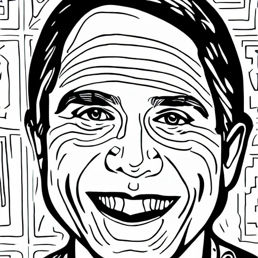 Image similar to Tony Danza coloring book page, line art, black and white