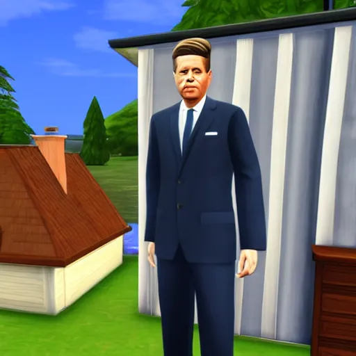 Image similar to jfk as a sims character