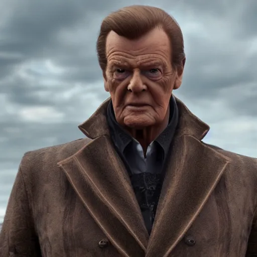 Prompt: artstation trending elden ring mod, now with roger moore, peter serafinowicz and sean connery 8k unreal astonishing render
