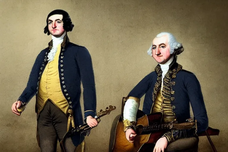 Prompt: george washington dressed as a member of mumford and sons