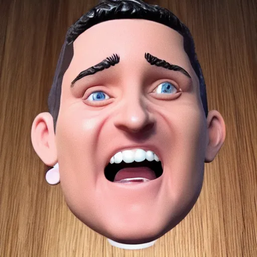 Image similar to michael buble face in a bubblegum bobble head!!!!, 8 k, ultra realistic details