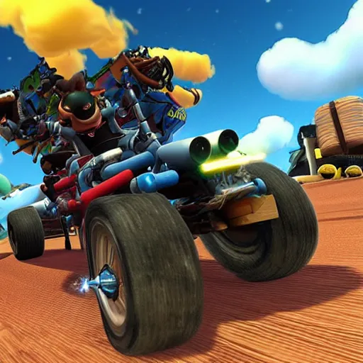 Prompt: mariokart delux mad max version