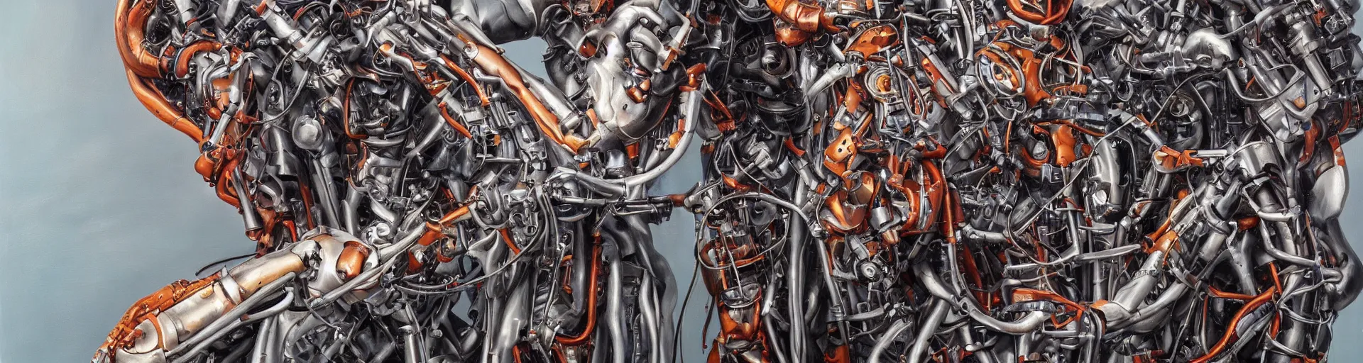 Image similar to mechanical arm reaching the heart of a human, oil painting, hyper detailed