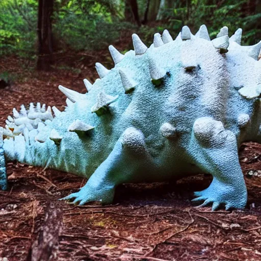 Prompt: stegosaurus eating psychedelic mushrooms