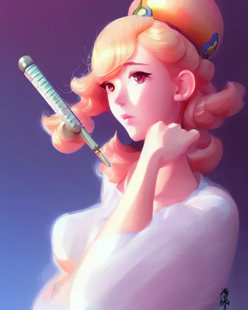 Prompt: princess peach, portrait shinkai makoto studio ghibli studio key hideaki anno sakimichan stanley artgerm lau rossdraws james jean marc simonetti elegant highly detailed digital painting artstation pixiv