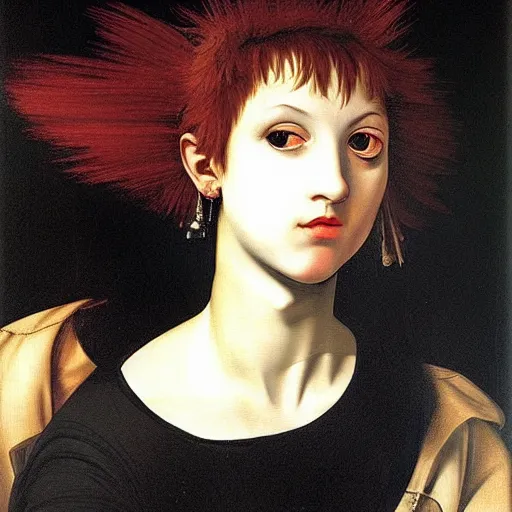 Prompt: Punk girl by Caravaggio, masterpiece