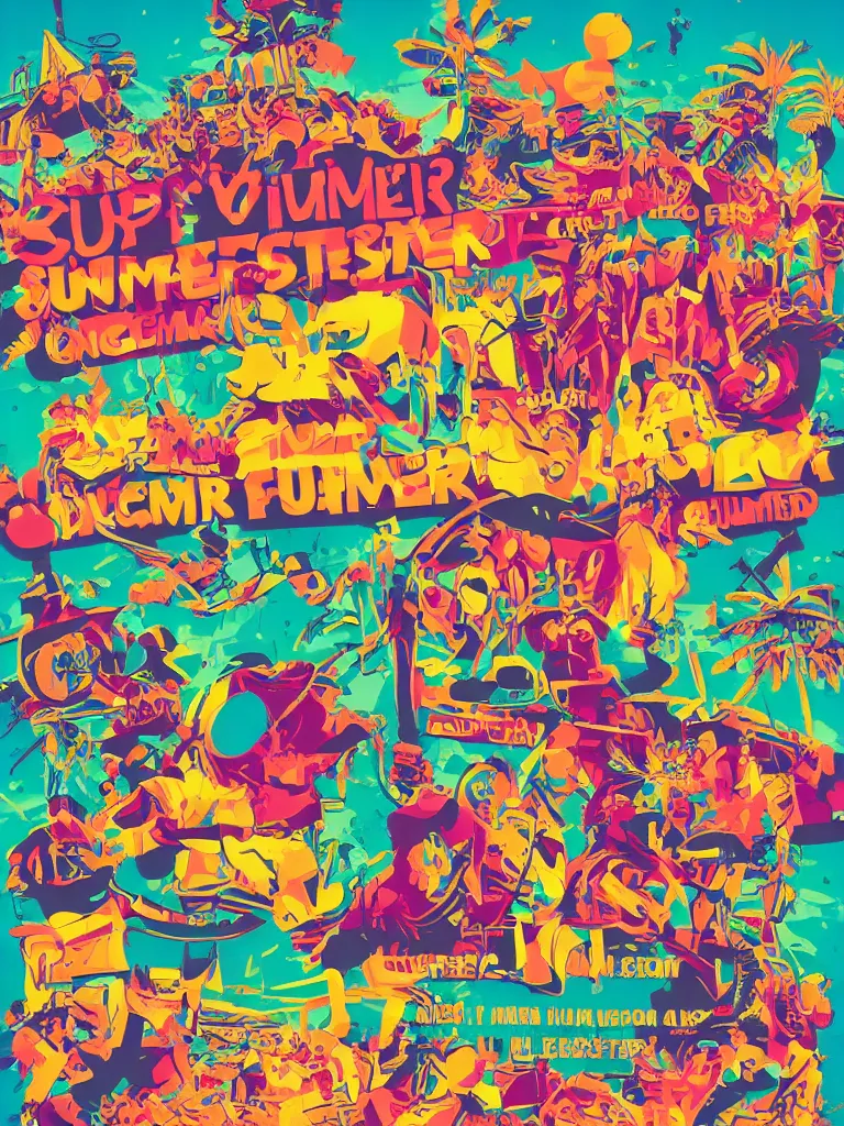 Image similar to poster for a summer festival called diggerfest in the united kingdom, rdigger land, really good vibes, colorful, construction, friends