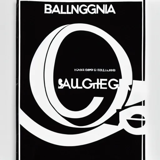 Prompt: black on white editorial typography cover for balenciaga in style of david rudnick, y 2 k