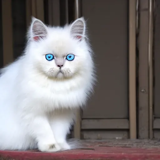 gray cat with ice blue eyes