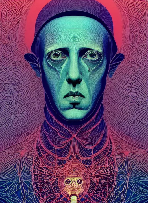 Prompt: symmetry!! stunning portrait of alastair sim!! by victo ngai, kilian eng vibrant colours, dynamic lighting, digital art, winning award masterpiece, fantastically beautiful, illustration, aesthetically inspired by beksinski and dan mumford, trending on artstation, art by greg rutkowski, 8 k