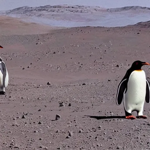 Image similar to giant penguins were spotted on mars