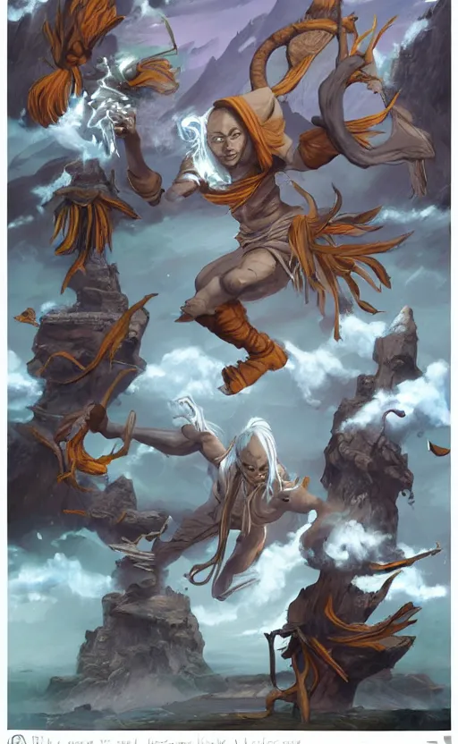 Image similar to air genasi monk, fantasy art