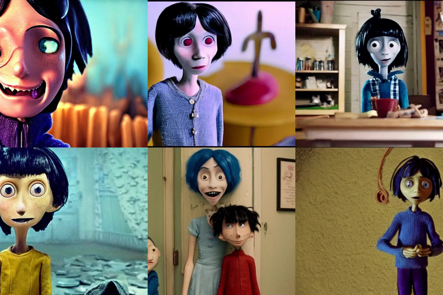 Prompt: Coraline from the movie Coraline (2009) in Stranger Things