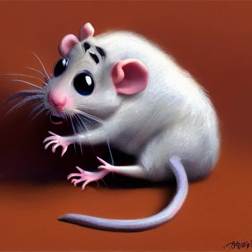 Image similar to cute rat pixar concept art trending artstation oil painting