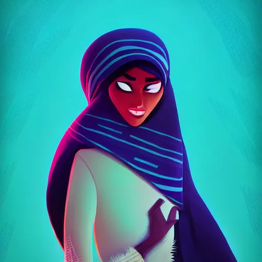 Image similar to curled perspective digital art of keffiyeh woman by anton fadeev from nightmare before christmas