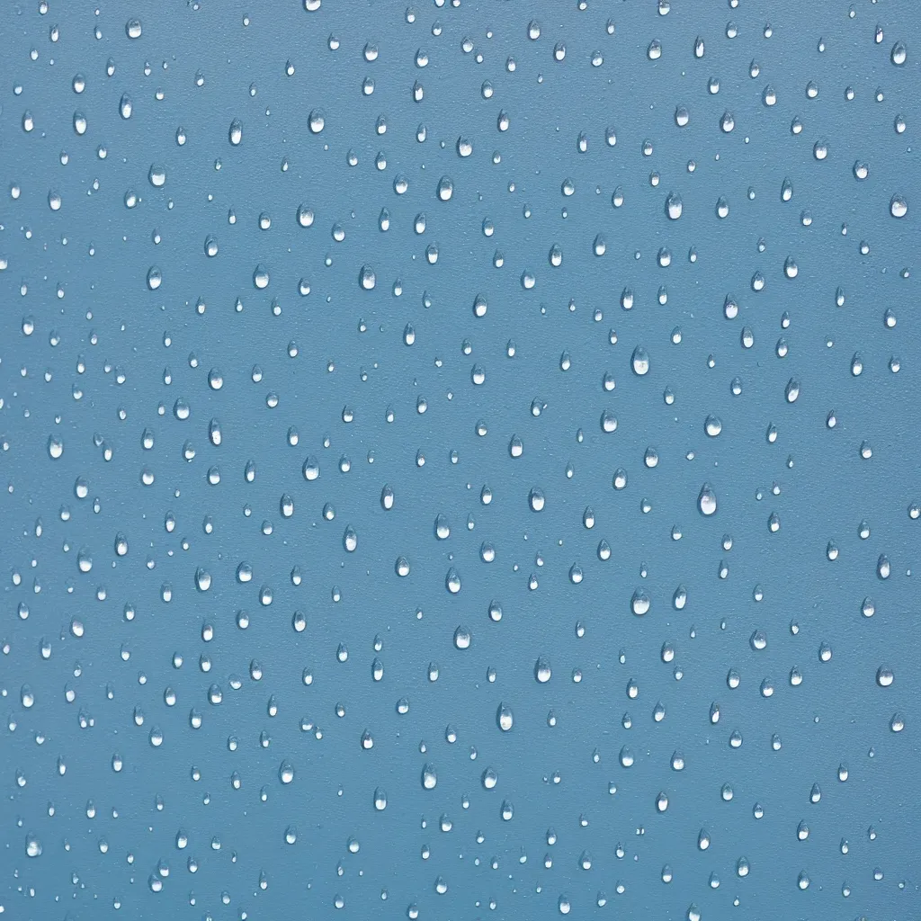 Image similar to large raindrops on blue wall, 8k