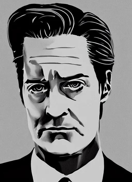 Prompt: portrait of kyle maclachlan as dale cooper by henrik sahlstrom