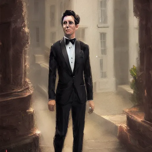 Prompt: photorealistic cat man wearing a tuxedo in the style of greg rutkowski. hyperdetailed photorealism, 1 0 8 megapixels, cinematic lighting