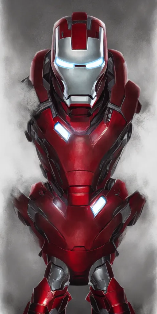 Prompt: ironman armor, fantasy art, portrait : : 2 ironman : : red, gray, black, white : : 8 k