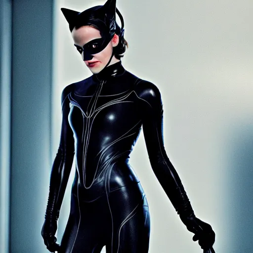 Image similar to Emma Watson as Catwoman, XF IQ4, f/1.4, ISO 200, 1/160s, natural light, Adobe Lightroom, DxO Photolab, polarizing filter, Sense of Depth, AI enhanced, denoised, sharpened, HDR