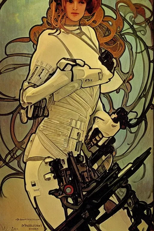 Image similar to beautiful painting of a storm trooper by alphonse mucha, highly detailed