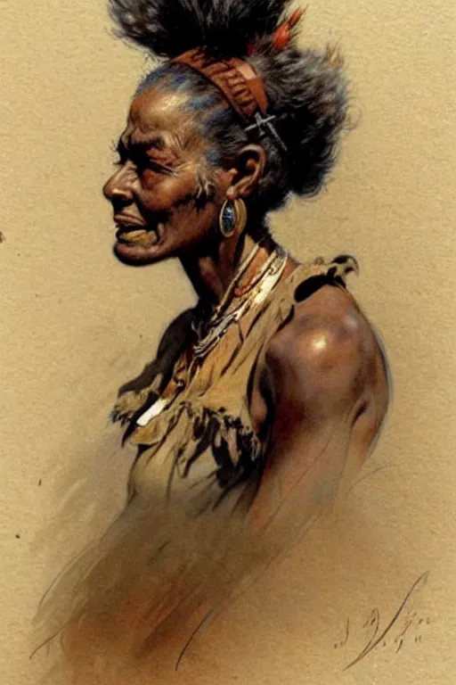 Image similar to (((((1950s wild west indian woman . muted colors.))))) by Jean-Baptiste Monge !!!!!!!!!!!!!!!!!!!!!!!!!!!