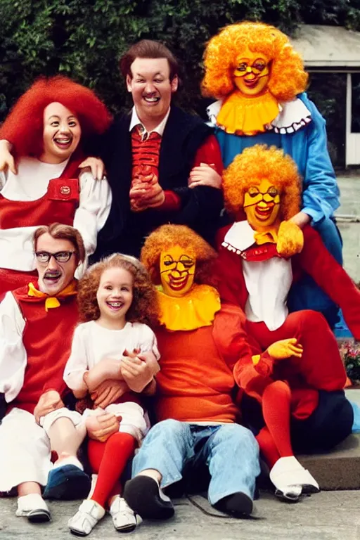 Prompt: family photo of ronald mcdonald