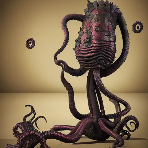 Image similar to autochrome photo of an eldritch horror toy by Mark Ryden, realistic, octane render