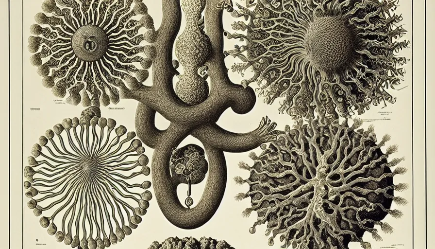 Image similar to the two complementary forces that make up all aspects and phenomena of life, by Ernst Haeckel