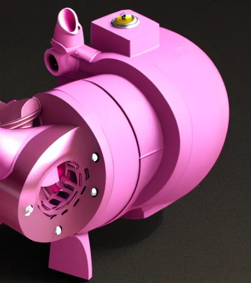 Prompt: turbocharger with the skin of peppa pig