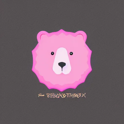 Image similar to a cute pink fluffy vector podcast logo of a streaming bear, golden ratio, iconic, award winning, line art, bold, playful